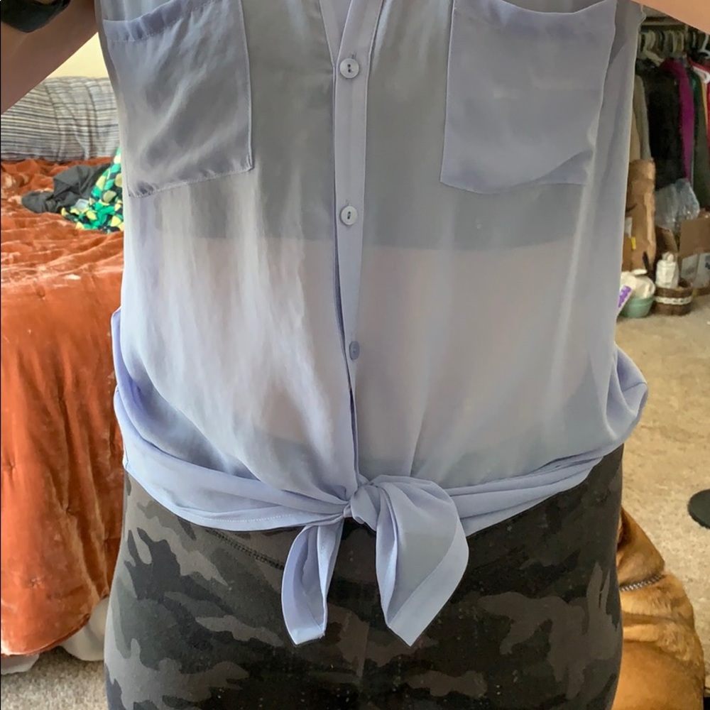 Lush Collared Button Down Tank Top - image 3